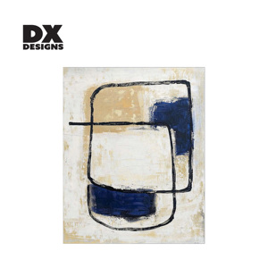 Art mural sur toile texturé 3D DX Designs, abstrait, bleu <span class=keywords><strong>marine</strong></span>, or, noir, géométrique, minimaliste, <span class=keywords><strong>peinture</strong></span> pour décoration <span class=keywords><strong>de</strong></span> maison moderne et luxueuse - Product Image 1