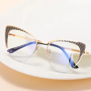 独特的猫眼设计师老花镜女性防蓝色三角光学镜架女士防蓝光时尚眼镜近视