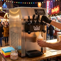 Machine à glace molle commerciale très vendue, congélateur à yaourt, machine à glace molle de comptoir 3 saveurs