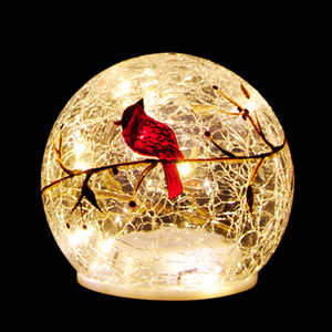 Boule de boule de Noël en verre craquelé en gros illuminé ornements boule de verre à piles - Product Image 1