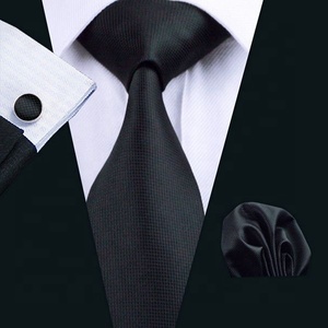 Corbata Negra de seda para hombre, diseño personalizado, tejido Jacquard, 100% - Product Image 2