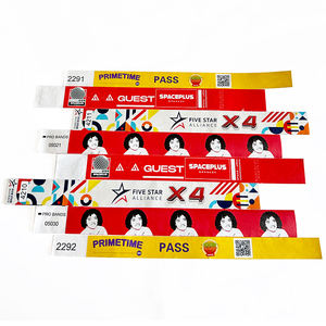 Logo personnalisé passe d'<span class=keywords><strong>admission</strong></span> Tyvek Bracelet imprimable au laser Bracelet d'entrée en papier Bracelet avec code QR - Product Image 1