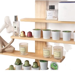 Wooden <b>Wall</b> <b>Mounted</b> <b>Shelf</b> Natural Color Float Design Multipurpose Storage For Living Room Display Rack - Product Image 5