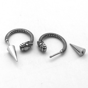 Pendientes con forma de cabeza de serpiente yunnique, diseño cónico de acero de titanio para joyería de moda para fiestas - Product Image 4