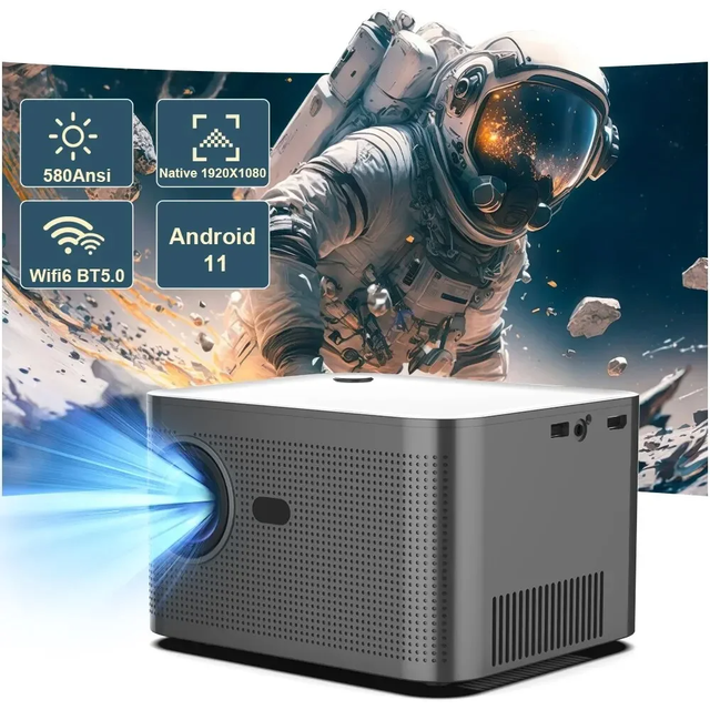 New Projector Hy350 Android 11 Real 4K 1920*1080P Wifi6 580ANSI Allwinner H713 32G Voice Control BT5.0 Home Cinema Projetor