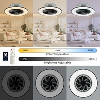 Ventilateur de plafond LED moderne avec télécommande, RGB, 5 pales, moteur dimmable, ABS, 220V, éclairage intérieur