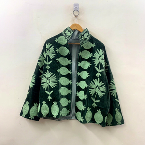 Hand Embroidered Floral Velvet <b>Poncho</b> Mandarin Collar Batwing Sleeve Adult Autumn Outerwear Thick Full Sleeve Vintage Style - Product Image 1
