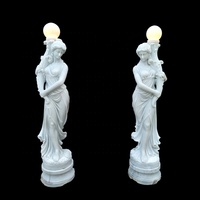 Statue de dame de lampe en marbre de décoration de jardin sculptée à la main, mars Offre Spéciale