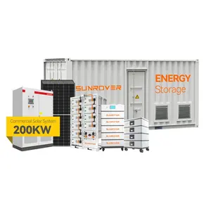 Ticari endüstriyel için izgara hibrid güneş sistemi 500kw 200kw 100kw üzerinde güneş tesisi 1MW 2MW lityum pil yedekleme