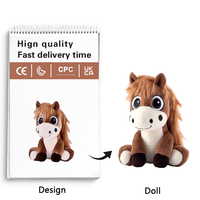 Peluches douces personnalisées cheval en peluche assis marron avec sac de bonbons Animal en peluche réaliste cheval bébé jouet