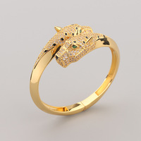 Nouveaux bijoux pour hommes et femmes, bracelet en cuivre plaqué or, bracelet léopard à double tête, bracelet léopard tacheté