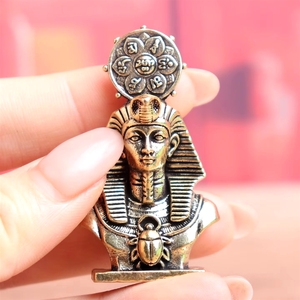 Ornamenti in Rame <span class=keywords><strong>Antichi</strong></span> <span class=keywords><strong>Egizi</strong></span>: Fari e Divinità dell'Antico Egitto, Oggetti Decorativi Vintage in Ottone Massiccio per Tavolo - Product Image 1