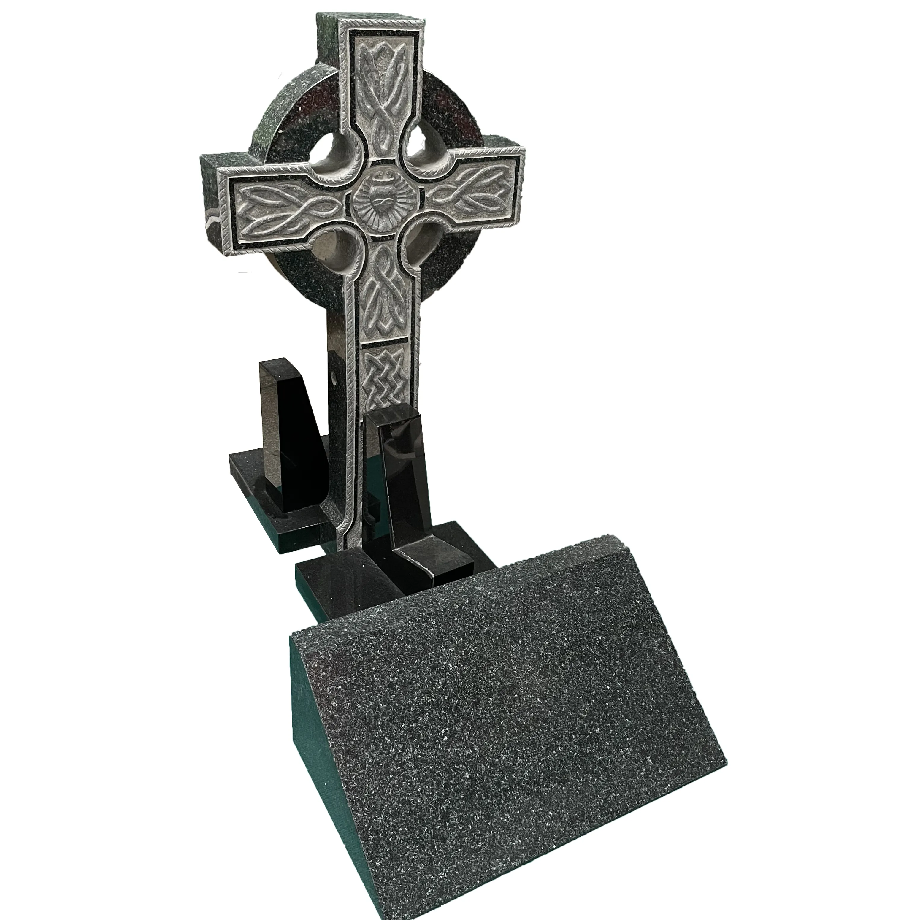 Ручная резьба, специальный перекрестный черный гравировальный гранитный камень, надгробие