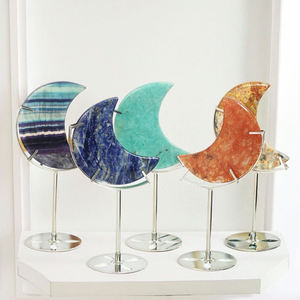 <span class=keywords><strong>Pierre</strong></span> Naturelle Fluorite Cristal Sculpture Stand <span class=keywords><strong>Lune</strong></span> Naturel Sculpté À La Main Mousse Agate Lunes Cristal Pour La Décoration - Product Image 1