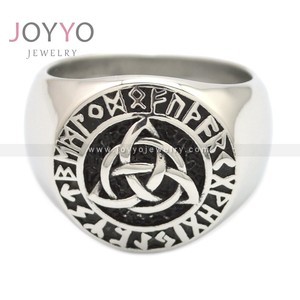 2020 Nóng Bán Cổ Điển Thép Không Gỉ Người Đàn Ông Đúc Tam Biểu Tượng Viking Celtic Knot Odin Signet Nhẫn - Product Image 6