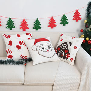 Fundas nórdicas de almohada y cojines de Navidad, cojines cuadrados con mechones de pila de bucle para Navidad, sala de estar, sofá, decoración, funda de cojín - Product Image 2