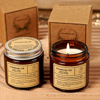 Anpassbare Private Label Handgemachte Sojawachs Aromatherapie Lavendel Duftkerzen Rauchfrei Luxuriöses Bernsteinfarbenes Glasgefäß Diwali