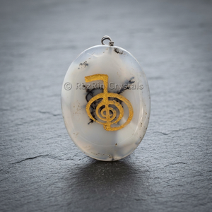 Pendentif en Agate, charme de guérison Reiki, plaqué or, bijoux bohèmes vintage unisexes avec strass, cadeau - Product Image 2