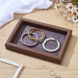 Sang trọng nhỏ óc chó hạt gỗ Vòng trang sức hiển thị khay thấp moq sẵn sàng để tàu với biểu tượng tùy chỉnh đồ trang sức container - Product Image 4