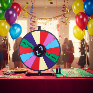 Ruleta giratoria de 18 pulgadas con 14 ranuras para premios, de borrado en seco, para fiestas y eventos. - Product Image 2