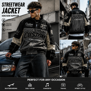 <span class=keywords><strong>Chaqueta</strong></span> Streetwear OEM, Proveedor de Chaquetas Streetwear Personalizadas para Hombre, Fabricante OEM ODM, <span class=keywords><strong>Chaqueta</strong></span> Bomber con Cierre, Logotipo Bordado, Fábrica Mayorista - Product Image 2