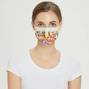 S&J Protective Disposable Nonwoven Printed Cute Face Mask Respirator Medical Surgical 3 ply custom printed face mask