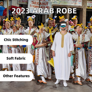 Túnica Tradicional Musulmana de Alta Calidad 2023, Jubba, Thobe, Thawb, para Hombre Árabe, Talla Grande, Bordada, Poliéster/Algodón, Adulto, Abelin - Product Image 2
