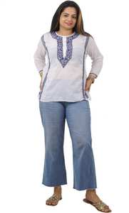 <b>Women's</b> Embroidered Pure Cotton <b>Cape</b> Top Kurta with Slip Manufactured in India Low Prices for Bulk Orders-for Adults - Product Image 4