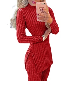 Delle donne di Autunno A Due Pezzi Sudore Ufficio Suits Maglia Con Spacco Lungo Set di Eleganti - Product Image 1