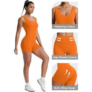 Conjunto Deportivo FOXA para Mujer, 2 Piezas, Top Corto y Pantalones Cortos de Cintura Alta, Ropa Deportiva para Gimnasio, Yoga, Transpirable, Spandex, Poliéster - Product Image 5