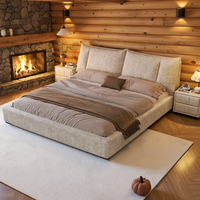 Nouveau lit en tissu rembourré multifonctionnel de style crème avec un design moderne et simple de 1,8 m et 1,5 m