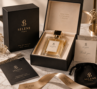 Flacon de parfum à étiquette privée, boîte en papier kraft magnétique personnalisée, emballage en matériaux recyclés, feuille d'or mate pour cadeau cosmétique