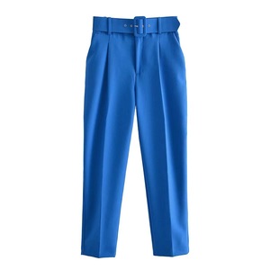 <span class=keywords><strong>Pantaloni</strong></span> Eleganti da Donna a Vita Alta <span class=keywords><strong>con</strong></span> <span class=keywords><strong>Cintura</strong></span>, Modello Dritto, Tinta Unita, per Ufficio, Primavera-Estate - Product Image 4
