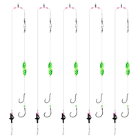 Rigues de pêche en mer avec logo personnalisé, appâts vivants, ligne de leader de 64,17 pouces, flotteur flottant, hameçons épais avec perle luminescente, émerillon, matériel de pêche