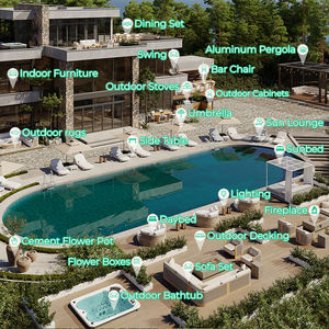 Conjunto de Sofás de Lujo de Teca para Jardín de Hotel Diseño de Muebles de Jardín de Madera para Villa Muebles de Exterior Impermeables Conjuntos de Sofás para Patio - Product Image 4