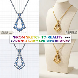 Collier chaîne minimaliste personnalisé en acier inoxydable/plaqué or/laiton/alliage <span class=keywords><strong>de</strong></span> zinc avec pendentif sur mesure – Tous designs possibles - Product Image 3