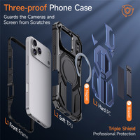 Funda Híbrida 3 en 1 Resistente a Caídas para iPhone 18 17 16 15 Pro Max, con Soporte Plegable Oculto y Antideslizante
