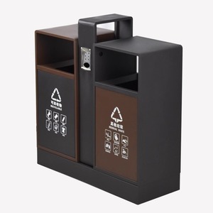 Contenedor de basura Leica para exteriores de 2 niveles con clasificador de residuos para parques y áreas públicas con cerradura - Product Image 2