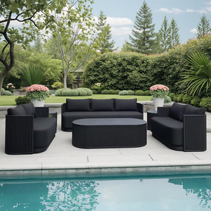 Ensemble de canapés <span class=keywords><strong>d</strong></span>'<span class=keywords><strong>extérieur</strong></span> en <span class=keywords><strong>aluminium</strong></span> de luxe nordique Villa de villégiature meubles de patio de cour meubles de jardin <span class=keywords><strong>d</strong></span>'hôtel canapés de jardin modernes en métal - Product Image 2