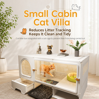 Grande cage intérieure pour chat avec porte transparente, maison pour animaux de compagnie, zones de repos, d'activités et de toilettes