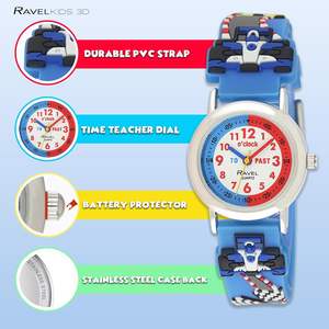 Ravel นาฬิกาอัลลอยลา<span class=keywords><strong>ย</strong></span>การ์ตูนสำหรับเด็ก, นาฬิกาควอตซ์เคลื่อนไหวแบบแอนะล็อกกระจกหน้าปัดแบตเตอรี่1ปีความหนา10มม. - Product Image 2
