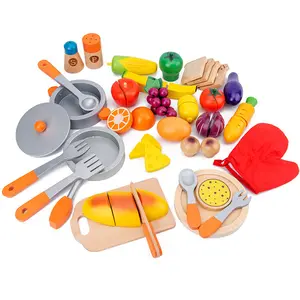 COMMIKI Wooden Food Toy Kitchen Toys 2023 Wooden Pretend Food 27/29/30/32 Pcs Fruit Vegetable Set