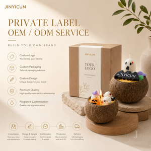 ชุดของขวัญเทียนหอมกลิ่นมะพร้าวสำหรับฮาโลวีน แบรนด์ส่วนตัว เทียนทำมือจากขี้ผึ้งถั่วเหลืองสำหรับตกแต่งบ้าน รับผลิตแบบ OEM ODM กลิ่นหอมตามสั่ง - Product Image 5