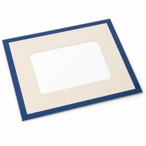 Écran d'affichage en verre trempé, design minimaliste plat, finition polie, bord bleu, centre beige - Product Image 1