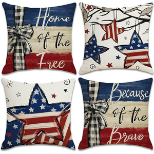 Funda de almohada con diseño de estrella de la bandera americana, cuadrada, lavable, para sala de estar, sofá, decoración de dormitorio, funda de cojín - Product Image 3