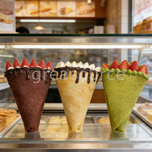 Set de Modelos de Crepas de Espuma Ecológicas de Plástico, Crepas Francesas Artificiales con Salsa de Chocolate y Toppings de Frutas, Comida Falsa Realista - Product Image 3