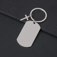 Ywyougang – Porte-clés personnalisable en acier inoxydable, pendentif croix, impression UV, design vintage dessin animé, gravé, étanche