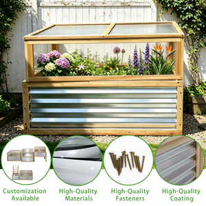 Heavy-duty Wood Frame Raised Garden Bed Hinged Lift-Up Greenhouse Cold Frame Cover Eco-Friendly Outdoor Indoor Home <b>Trellis</b> - Product Image 3