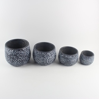 Pots de jardinage écologiques en ciment, couleur foncée, ensemble de pots à fleurs, jardinières pour plantes, bonsaïs, cactus