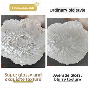 Flower Shape Ceramic Decorative Plate <b>Set</b> Handmade Pearl White Modern Style for Party Snacks Dessert <b>Serving</b> <b>Dishes</b> - Product Image 3